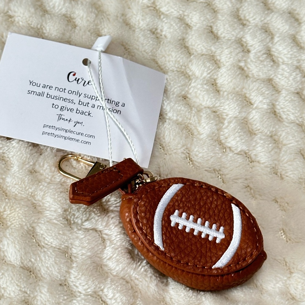 New with tags Football Coin Zip pouch bag charm Keychain dangle - Picture 4 of 5